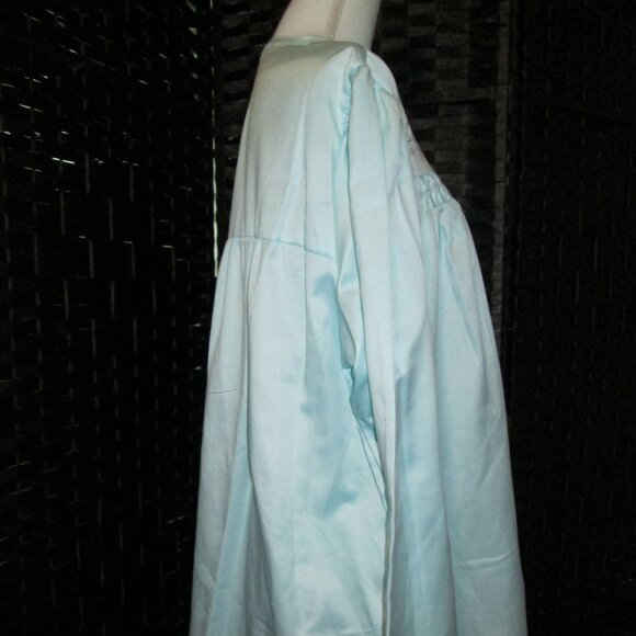 Miss Elaine Embroidered Lace Smocked Yoke Long Sleeve Turquoise NWT Sz XL - Picture 5 of 9